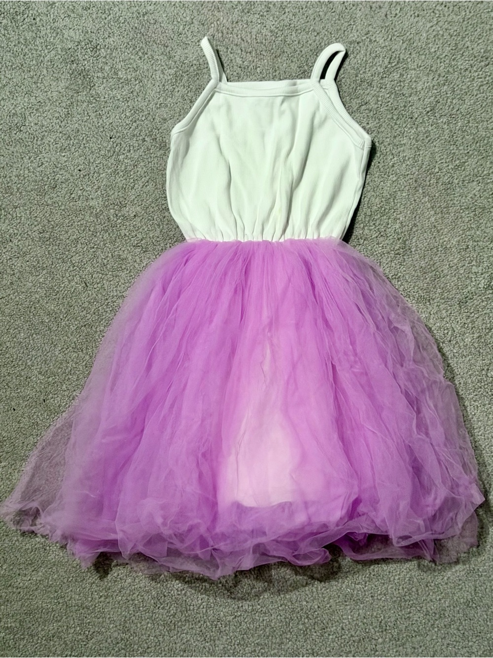 White Tank Top with Lavender Tulle Skirt Dress - Kids L/10